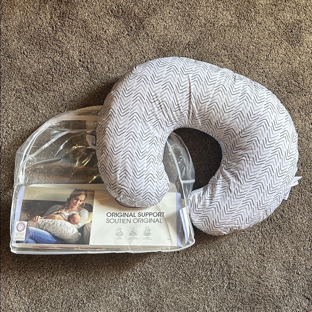 NEW! Boppy nursing/breastfeeding pillow with standard size removable cover.